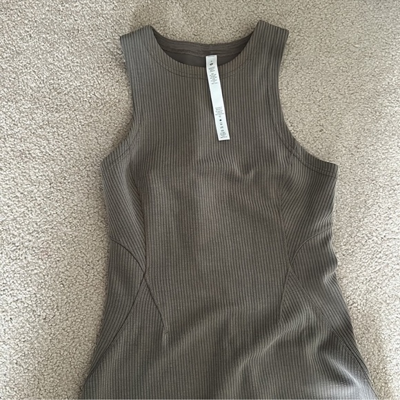 Lululemon Athletica Ribbed Tank Mini Dress in color NOMAD, which is like a tan - Picture 1 of 5